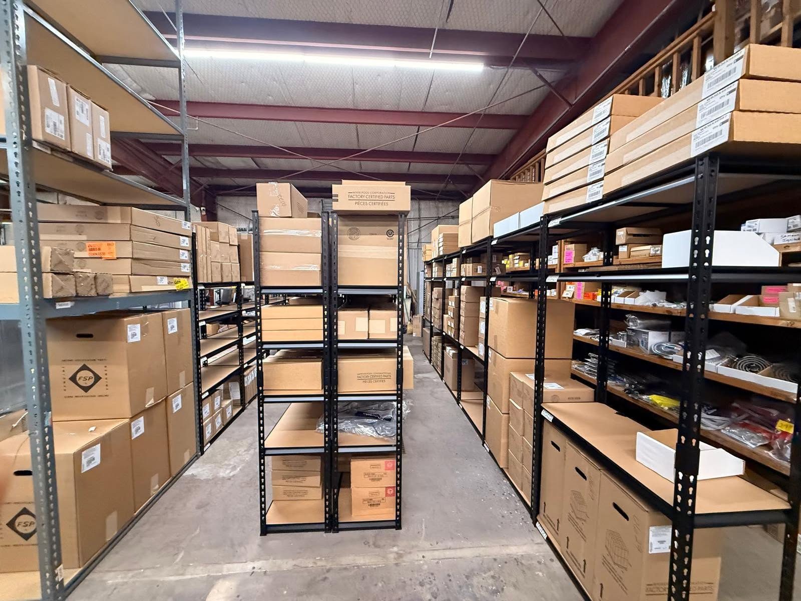 American Appliance parts counter — parts in stock